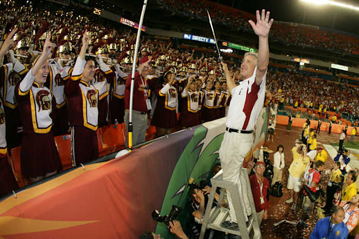 Skeptics thought Carroll’s rah-rah style at USC—literally in some cases—couldn’t play in the pros. (Bob Rosato/SI)
